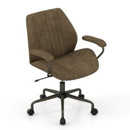 ANRIZE Suede Fabric Office Chair Swivel Adjustable with Padded Arms and Wheels-Olive Green