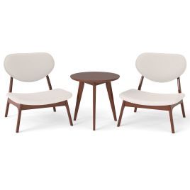 IVAL Accent Chairs Set of 2 with Side Table for Bedroom Waiting Room-Beige