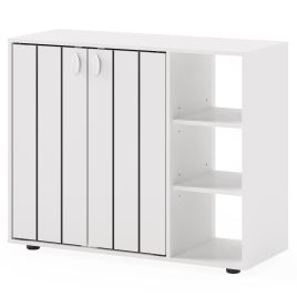 YVION 3-Tier Shoe Cabinet with Doors and Adjustable Open Shelves - White