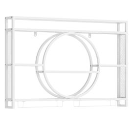 UVENA Wall Mounted Wine Rack 5-Tier with Glass Holder-White
