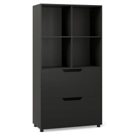 QIREL 130CM 5-Tier Tall Freestanding Bookshelf for Living Room-Black