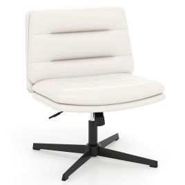 LUREX Criss Cross Legged Chair with Adjustable Height for Bedroom-Off White