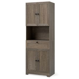CIREL Tall Bathroom Cabinet with 4 Doors & Drawer-Grey