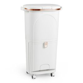 ORYX 38L Kitchen Trash Can Sorting Garbage Bin with Lid 2 Detachable Buckets-White