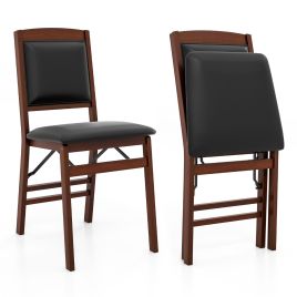 Dining Chair - Dining Chair Set of 2 with Padded Seat and Soft Backrest-Brown