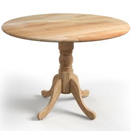 Dining Table - Wooden Dining Table with Round Tabletop and Curved Trestle Legs-Natural