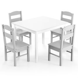 NEMYZO Kids Table and 4 Chairs Set for Toddlers Dining, Drawing, Reading-Grey