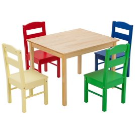 NEMYZO Kids Table and 4 Chairs Set for Toddlers Dining, Drawing, Reading-Multicolor