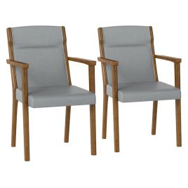 Mid-Century Modern Dining Chairs Set of 2 Upholstered Accent Chairs-Grey