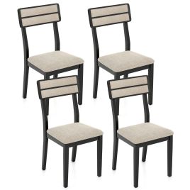 Modern Dining Chairs Set of 4 Upholstered Armless Accent Side Chairs-Black-Set of 4