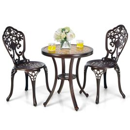 3 Pieces Patio Bistro Set for Porch Garden Poolside Backyard-Copper