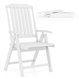 MYLYOV Foldable Patio Chair All-Weather HDPE Outdoor Dining Chair with Armrest-White