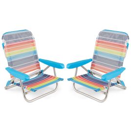 INCA 2 Pack Foldable Beach Chair with Armrests and Carry Strap-Colourful-S