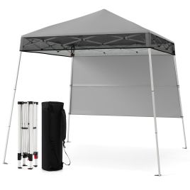 TYAVE Pop up Canopy Tent with 1 Sidewall Outdoor Easy Setup Folding Gazebo Shelter-Grey