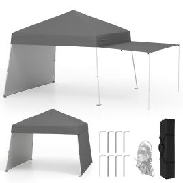 XOLOVE Pop up Canopy Tent with 2 Sidewalls Easy Setup Outdoor Sun Shelter-Grey