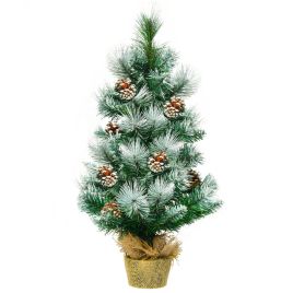 Snow Flocked Pine Christmas Tree with Pine Cones - 2ft