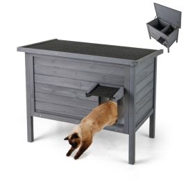 TYCOIN Outdoor Insulated Cat House with All-Round Insulated Styfoam-Dark Grey