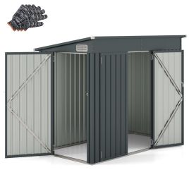 Outdoor Storage Shed Garden Tool House with 2 Doors-Dark Grey