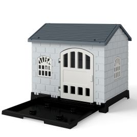 HYNOR Weatherproof Pet Shelter with Removable Toilet Tray-Dark Grey