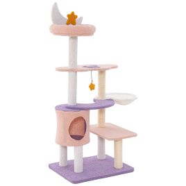 Cat Furniture - Multi-level Cute Cat Tree with Sisal Covered Scratching Posts and Condo-Purple