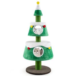 Cat Furniture - Cute Cat Tower Christmas Cat Tree for Indoor Cats with 2 Condos-Green