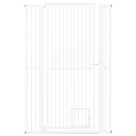 150CM Extra Tall Pet Gate Heavy-Duty Metal Easy Walk Through Gate-White