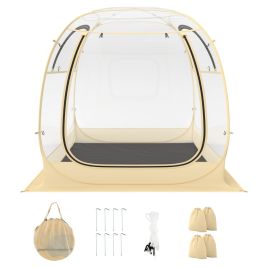 KELLOR Portable and Foldable Sports Tent with Carrying Bag-Beige-L