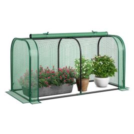 BELLVERNE Portable Garden Patio Greenhouse with Roll-up Zipper Door and Waterproof Sun-Protective PE Cover-Green