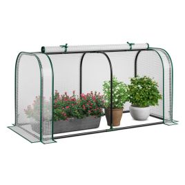 BELLVERNE Portable Garden Patio Greenhouse with Roll-up Zipper Door and Waterproof Sun-Protective PE Cover-White