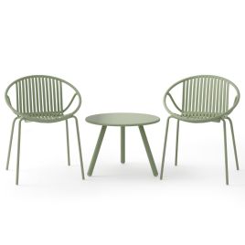 SILY All Weather PP Patio Conversation 3 Pieces Bistro Set with Round Coffee table-Green