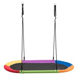 NARLIX 150 cm Oval Swing with Height-Adjustable Rope for Outdoor Indoor-Multicolor