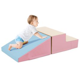 ANIVCO Toddler Climb and Crawl Foam Play Set-Pink & Beige