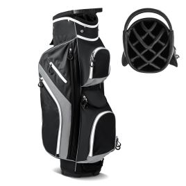 FYNOR 14-Way Golf Cart Bag with 9 Zippered Pockets and Cooler Bag-Grey