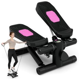 NORWYNOR Mini Stepper for Workout Portable Hydraulic Stepper with Resistance Bands-Black