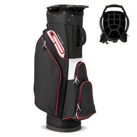 ULALXO Lightweight Golf Cart Bag with 14-Way Divider Top and Cooler Pocket-Black