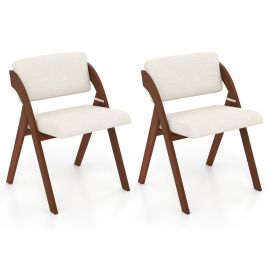 LYTAIN Set of 2 Dining Chairs Folding Kitchen Chair with Rubber Wood Legs-Walnut