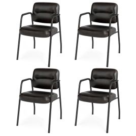 IVEN Set of 4 Waiting Room Chairs with Integrated Armrests No Wheels-Brown