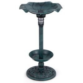 Solar-Powered Bird Bath and Feeder Combo Set for Garden Yard Lawn-Antique