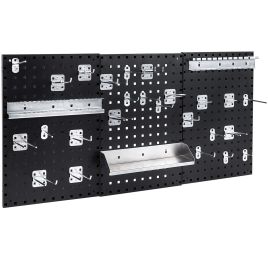 OLSMEREON Wall-Mounted Pegboard Tool Organizer Kit with 28 Accessories-Black