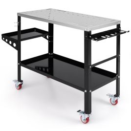 Work Bench - Welding Table Workbench on Wheels with Tool Rack and Tray-Black
