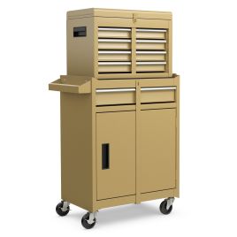 ENSIIN High Capacity Tool Storage Cabinet with Lockable Wheels-Yellow