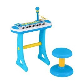 Musical Keyboard - 31-Key Kids Electronic Keyboard with Stool and Flashing Lights-Blue