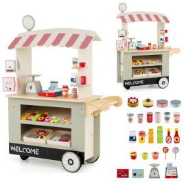 RILOX Kids Snacks and Sweets Food Cart Toy Cart Play Set with POS Machine-Green
