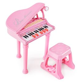 Kids Piano - 31 Keys Kids Portable Multifunctional Toy Piano with Microphone-Pink