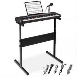 SIREX 61 Keys Kids Piano Keyboard with Adjustable Stand for Aged 3+ Years Old-Black