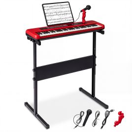 SIREX 61 Keys Kids Piano Keyboard with Adjustable Stand for Aged 3+ Years Old-Red