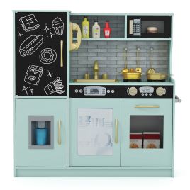 ANON Toddler Pretend Kitchen Playset with Accessories and Simulated Sounds-Green