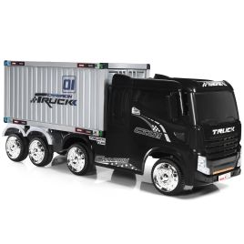 Ride-On Semi-Truck with Container for Kids 3-8 Years - Black
