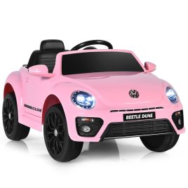 Kids Electric Car - 12V Volkswagen Beetle Electric Kids Ride On Car - Pink