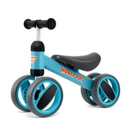 Baby Balance Bike with 4 Wheels and Limited Steering - Blue